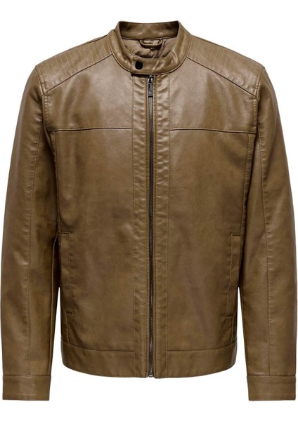 Erkek Deri Mont Vizon 22012339 Onsmıke Pu Racer Jacket Otw Vd Noos