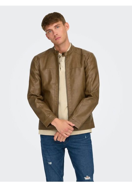 Erkek Deri Mont Vizon 22012339 Onsmıke Pu Racer Jacket Otw Vd Noos