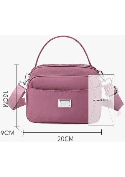 Çapraz Askılı Çanta Taşınabilir Dayanıklı Yüksek Yoğunluklu Su Geçırmez Naylon Malzeme Çoklu Cepler, Koyu Pembe (Yurt Dışından) fiyatları