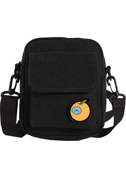 Çapraz Askılı Çanta Taşınabilir Yüksek Kaliteli Kanvas Kumaş Düz Renkli Mini Stil, Siyah (Yurt Dışından)