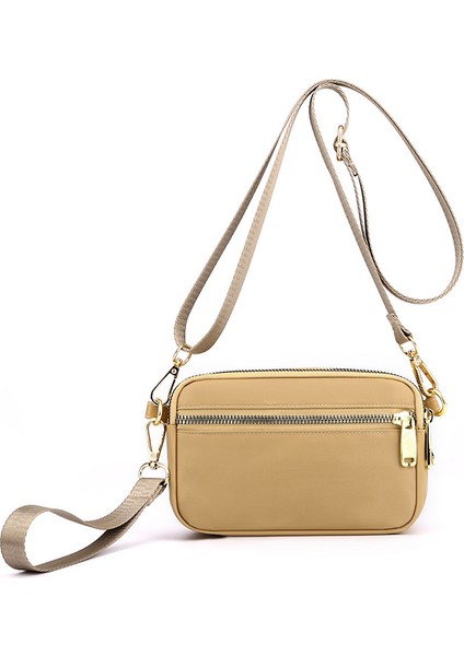 Çapraz Askılı Çanta Taşınabilir Dayanıklı Yüksek Yoğunluklu Su Geçırmez Naylon Malzeme Küçük ve Taze Stil, Haki (Yurt Dışından)