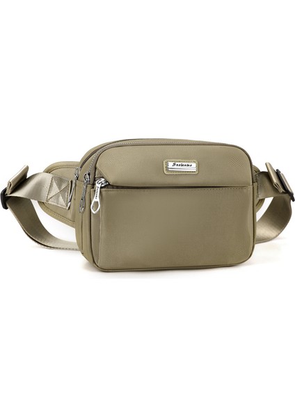 Çapraz Askılı Çanta Taşınabilir Naylon Malzeme Şık Kentsel Basit Stil Hafif ve Dayanıklı, Haki (Yurt Dışından)