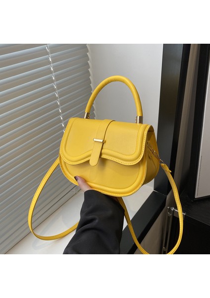 Çapraz Askılı Çanta Taşınabilir Yüksek Kaliteli Rahat Pu Kumaş Küçük Kare Çanta Tarzı, Sarı (Yurt Dışından)