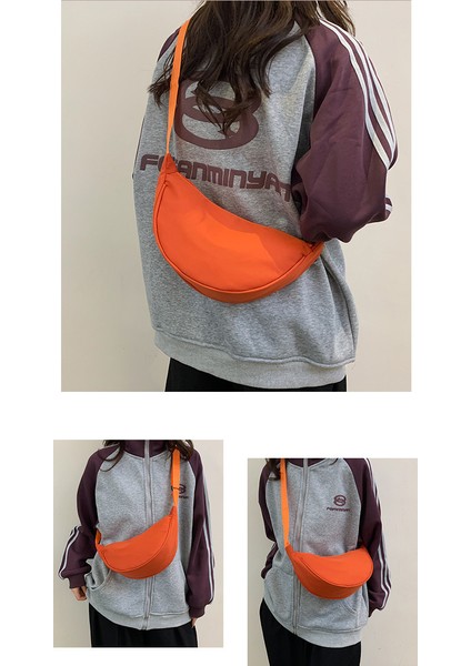 Çapraz Askılı Çanta Taşınabilir Yüksek Kaliteli Aşınmaya Dayanıklı Naylon Kumaş Düz Renk Şık Stil, Turuncu (Yurt Dışından) modelleri
