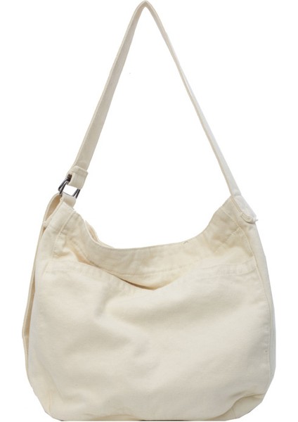 Çapraz Askılı Çanta Taşınabilir Yüksek Kaliteli Aşınmaya Dayanıklı Kanvas Kumaş Düz Renk Stili, Beyaz (Yurt Dışından)