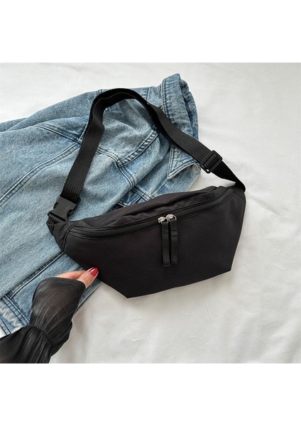 Çapraz Askılı Çanta Taşınabilir Yüksek Kaliteli Aşınmaya Dayanıklı Oxford Kumaş Düz Renk Moda Stili, Siyah (Yurt Dışından)