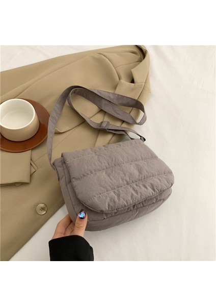 Çapraz Askılı Çanta Taşınabilir Yüksek Kaliteli Rahat Pamuklu Kumaş Kentsel Tarz, Gri (Yurt Dışından)