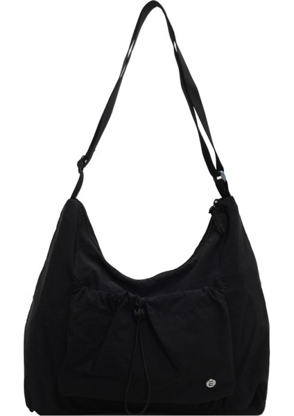 Çapraz Askılı Çanta Taşınabilir Yüksek Kaliteli Su Geçırmez Naylon Malzeme Düz Renk Stili, Siyah (Yurt Dışından)