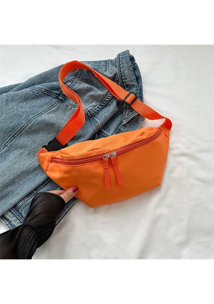 Çapraz Askılı Çanta Taşınabilir Yüksek Kaliteli Aşınmaya Dayanıklı Oxford Kumaş Düz Renk Moda Stili, Turuncu (Yurt Dışından)
