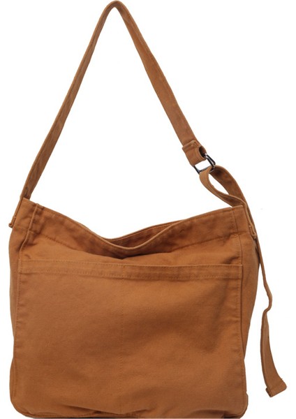 Çapraz Askılı Çanta Taşınabilir Yüksek Kaliteli Aşınmaya Dayanıklı Kanvas Kumaş Düz Renk Stili, Kahverengi (Yurt Dışından)