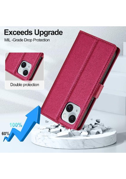 IPhone 15 Için Flip Case Artı Cüzdan Kılıf Kickstand Pu Deri Bölünmüş Cüzdan (Yurt Dışından)