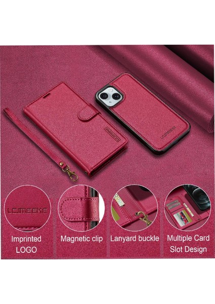 IPhone 15 Için Flip Case Artı Cüzdan Kılıf Kickstand Pu Deri Bölünmüş Cüzdan (Yurt Dışından)