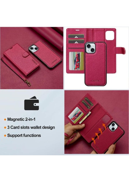 IPhone 14 Için Flip Case Artı Bölünmüş Deri Cüzdan Telefon Kapak Pu Deri 2 (Yurt Dışından) fırsatları