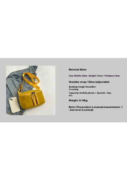 Çapraz Askılı Çanta Taşınabilir Yüksek Kaliteli Naylon Kumaş Düz Renk Stili, Sarı (Yurt Dışından) fiyatları