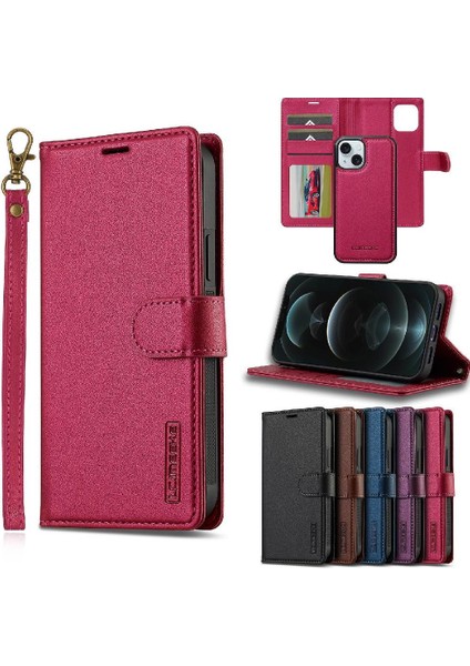 IPhone 14 Için Flip Case Cüzdan Kılıf Kickstand Pu Deri Bölünmüş Deri 2 1 (Yurt Dışından)