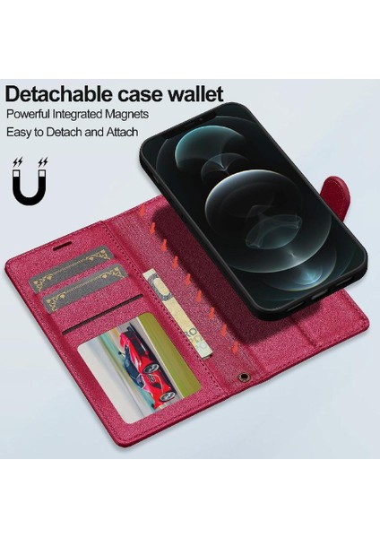 IPhone 14 Için Flip Case Cüzdan Kılıf Kickstand Pu Deri Bölünmüş Deri 2 1 (Yurt Dışından) modelleri