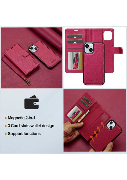 IPhone 14 Için Flip Case Cüzdan Kılıf Kickstand Pu Deri Bölünmüş Deri 2 1 (Yurt Dışından) fırsatları