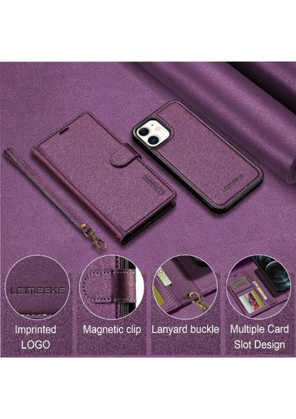 IPhone 12 Için Flip Case Pro Bölünmüş Deri Cüzdan Telefon Kapak Ayrılabilir 2 (Yurt Dışından) modelleri