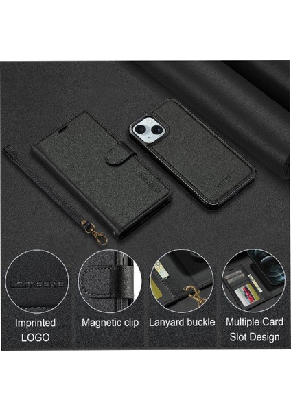 IPhone 14 Için Flip Case Artı Bölünmüş Deri Cüzdan Telefon Kapak Pu Deri 2 (Yurt Dışından)