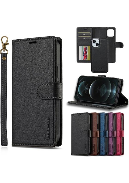 IPhone 14 Için Flip Case Cüzdan Kılıf Kickstand Pu Deri Bölünmüş Deri 2 1 (Yurt Dışından)
