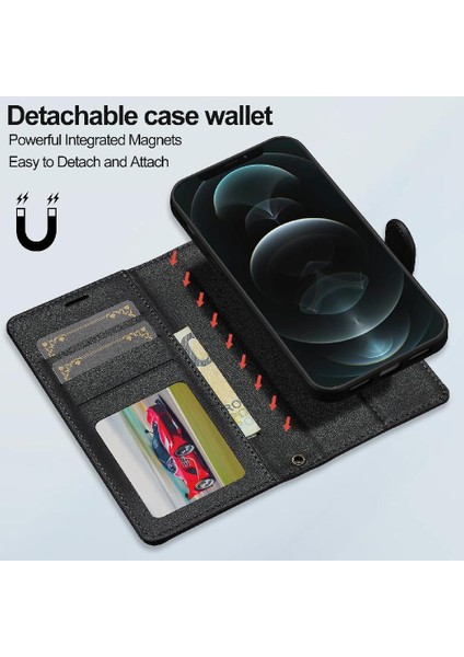 IPhone 14 Için Flip Case Cüzdan Kılıf Kickstand Pu Deri Bölünmüş Deri 2 1 (Yurt Dışından) modelleri
