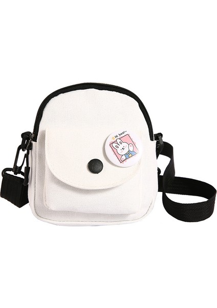 Çapraz Askılı Çanta Taşınabilir Yüksek Kaliteli Aşınmaya Dayanıklı Kanvas Kumaş Düz Renkli Mini Stil, Beyaz (Yurt Dışından)