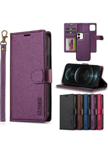 IPhone 12 Mini Bölünmüş Deri Cüzdan Telefon Kapak Için Flip Case Ayrılabilir 2 (Yurt Dışından)