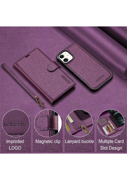 IPhone 12 Mini Bölünmüş Deri Cüzdan Telefon Kapak Için Flip Case Ayrılabilir 2 (Yurt Dışından)