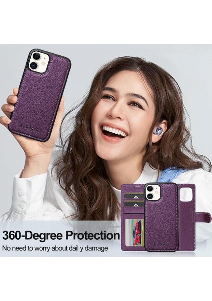 IPhone 12 Mini Bölünmüş Deri Cüzdan Telefon Kapak Için Flip Case Ayrılabilir 2 (Yurt Dışından)
