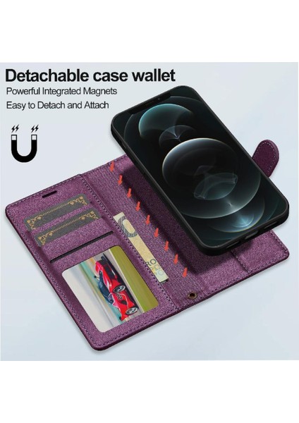 IPhone 12 Mini Bölünmüş Deri Cüzdan Telefon Kapak Için Flip Case Ayrılabilir 2 (Yurt Dışından)