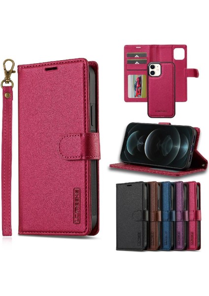 IPhone 12 Için Flip Case Pro Bölünmüş Deri Cüzdan Telefon Kapak Ayrılabilir 2 (Yurt Dışından)