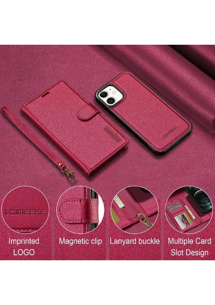 IPhone 12 Için Flip Case Pro Bölünmüş Deri Cüzdan Telefon Kapak Ayrılabilir 2 (Yurt Dışından) modelleri