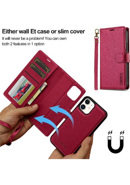 IPhone 12 Için Flip Case Pro Bölünmüş Deri Cüzdan Telefon Kapak Ayrılabilir 2 (Yurt Dışından) fırsatları