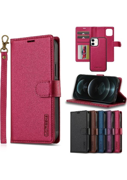 IPhone 12 Için Flip Case Pu Deri Bölünmüş Deri Cüzdan Telefon Kapak Cüzdan (Yurt Dışından)