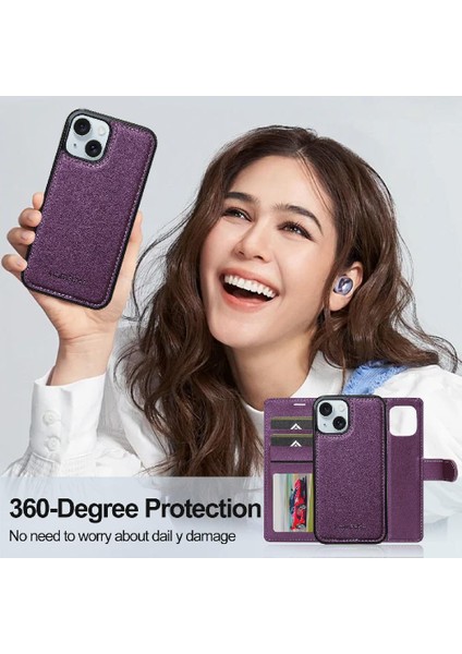 IPhone 14 Için Flip Case Artı Bölünmüş Deri Cüzdan Telefon Kapak Pu Deri 2 (Yurt Dışından) modelleri