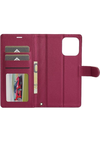IPhone 15 Için Flip Case Pro Max Bölünmüş Deri Cüzdan Telefon Kapak Pu Cüzdan (Yurt Dışından)