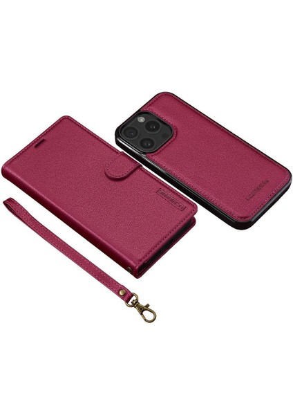 IPhone 15 Için Flip Case Pro Max Bölünmüş Deri Cüzdan Telefon Kapak Pu Cüzdan (Yurt Dışından)