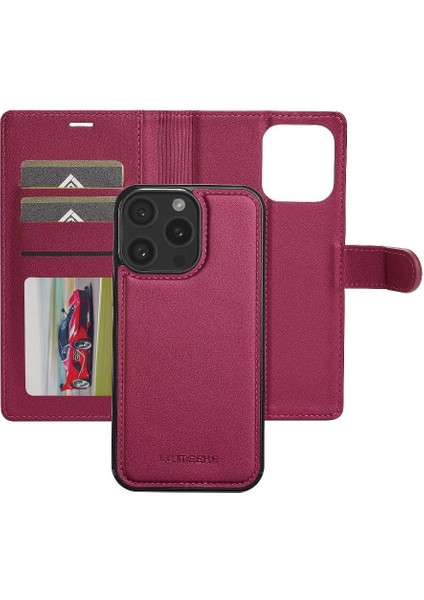 IPhone 14 Için Flip Case Pro Max Pu Deri Kickstand Cüzdan Kılıf 2 In 1 (Yurt Dışından)