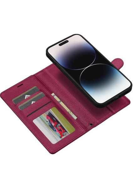 IPhone 14 Için Flip Case Pro Max Pu Deri Kickstand Cüzdan Kılıf 2 In 1 (Yurt Dışından)