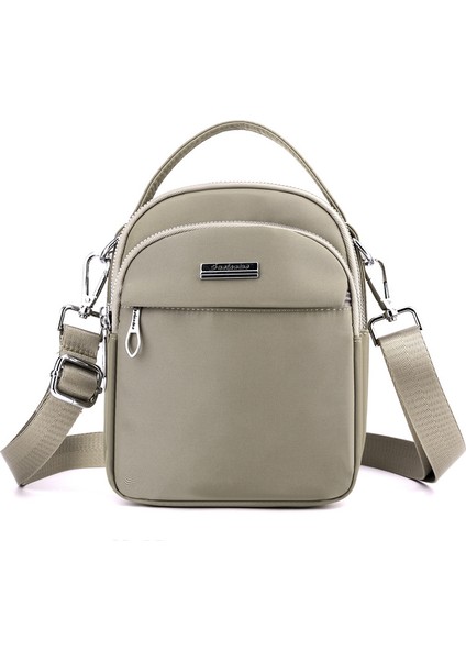 Çapraz Askılı Çanta Taşınabilir Oxford Kumaş Malzemesi Solmaya Karşı Dayanıklıdır ve Şehirli Sade Bir Tarza Sahiptir, Haki (Yurt Dışından)