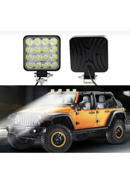 Off Road Sis Farı Çalışma Lambası 16 Led Kare Su Geçirmez 48W