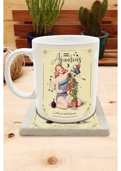 Burçlar/kova Burcu Set 8 - Standart Kupa-Taş Bardak Altlığı 1