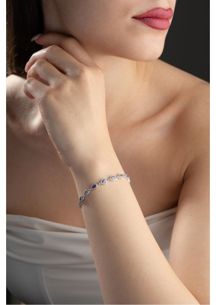 Mor zirkon taşlı, rodyum kaplı, sıralı şık bileklik indirimleri