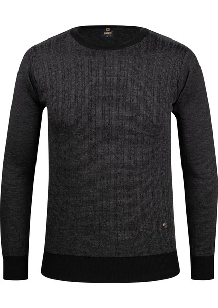 Erkek Sıfır Yaka Triko Kazak Desenli Kol ve Bel Lastikli Çelik Örgü Klasik Kalıp - 5005C