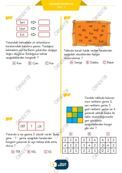 Brain Modify Yeni Nesil Soru Bankası 3. Sınıf