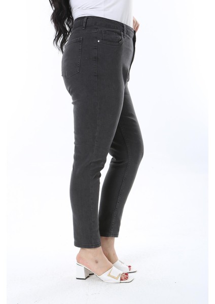 Kadın Büyük Beden Antrasit Yüksek Bel 5 Cepli Likralı Dar Paça Kot Pantolon 65N38285 indirimleri