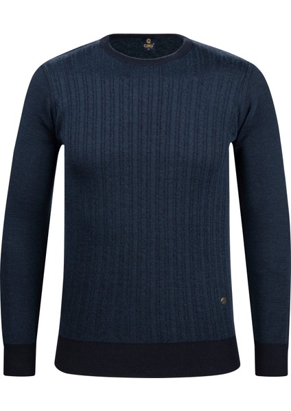 Erkek Sıfır Yaka Triko Kazak Desenli Kol ve Bel Lastikli Çelik Örgü Klasik Kalıp - 5005C