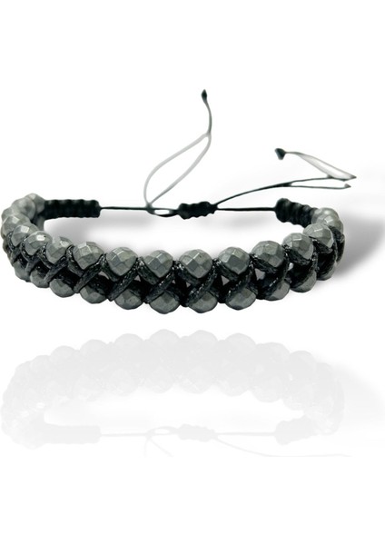 Gri Hematit Taşı Örgü Bileklik, Doğal Taş, Şık ve Zarif Takı Tasarımı fiyatları