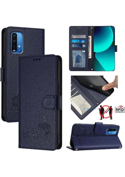 Xiaomi Redmi 9 Için Kılıf Güç Kedi Rfıd Kart Yuvası Tutucu Kickstand Cüzdan (Yurt Dışından)