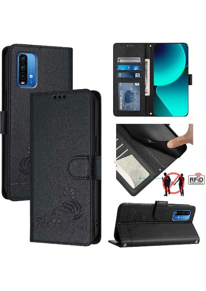 Xiaomi Redmi 9 Için Kılıf Güç Kedi Rfıd Kart Yuvası Tutucu Kickstand Cüzdan (Yurt Dışından) indirimleri
